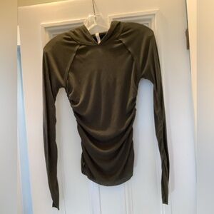 NWT Free People Movement Apollo Urban Army Green Perforated Hoodie Size XS